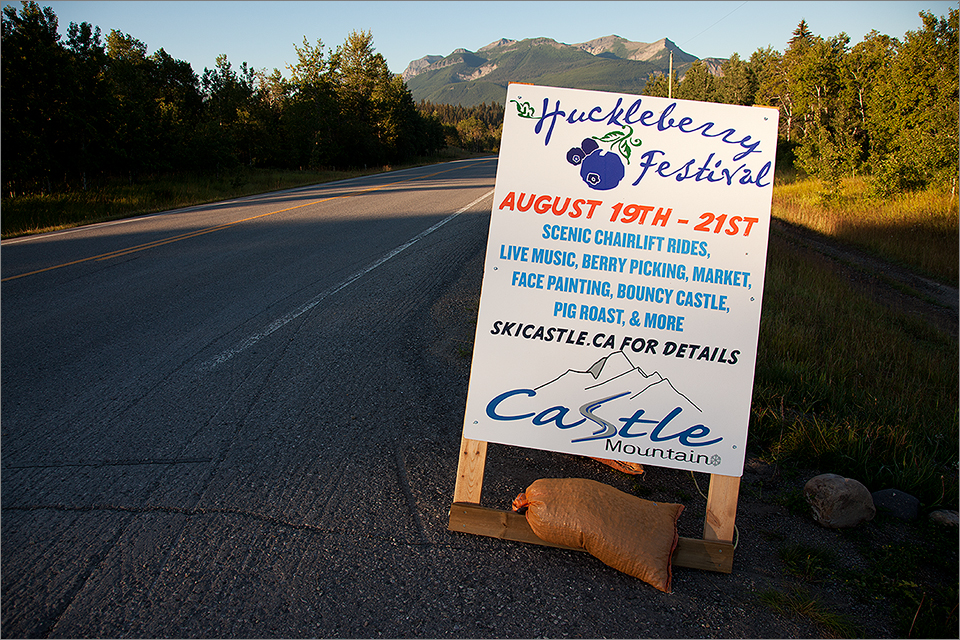 Roadside sign advertising Huckleberry Festival