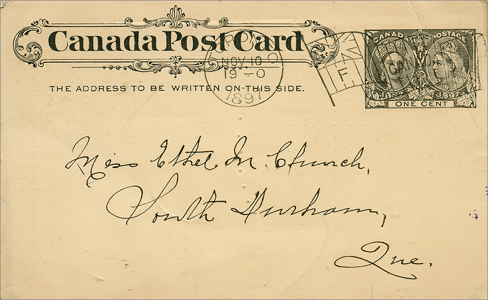 1897 Postal Stationary Card (front view) - T. Eaton Co.