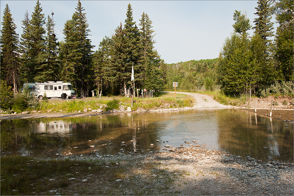 RV campsite by the creek