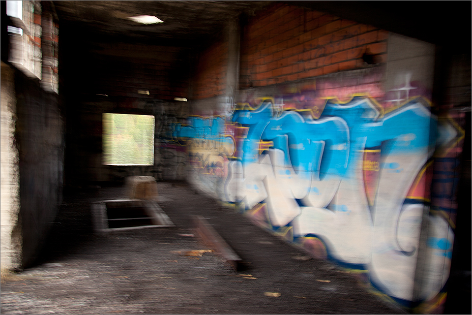 Graffiti streaming through window