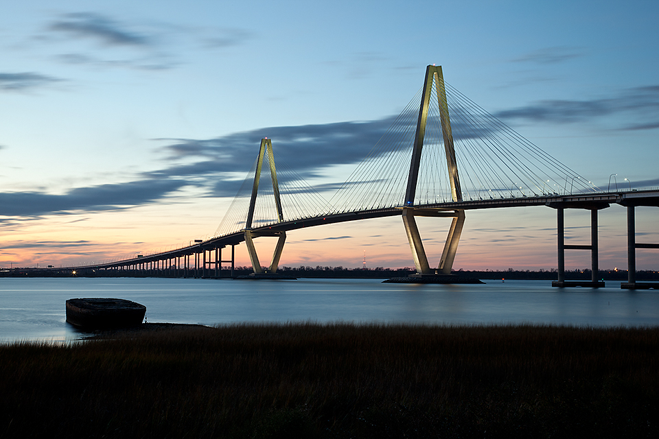 Arthur Ravenel Bridge at dusk